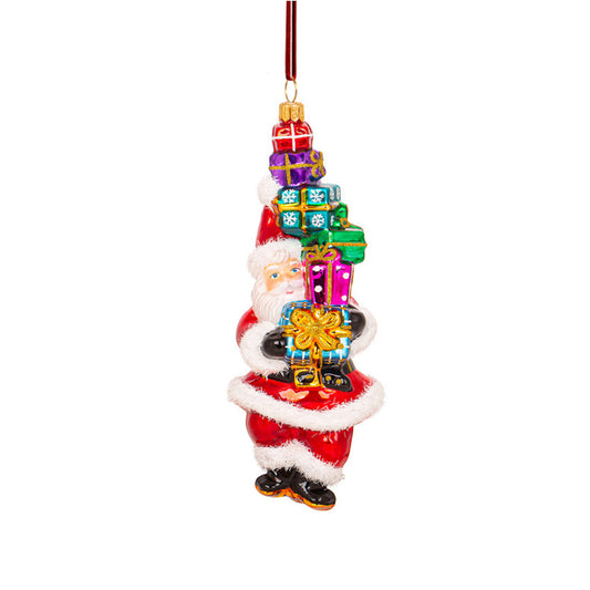 Santa with Tower of Gifts Ornament