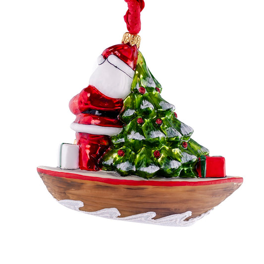 Nantucket Santa on Boat Ornament