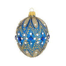 Blue & Gold Jeweled Egg Ornament
