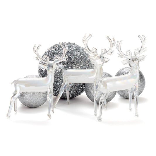 White Deer Ornaments, Set of 3