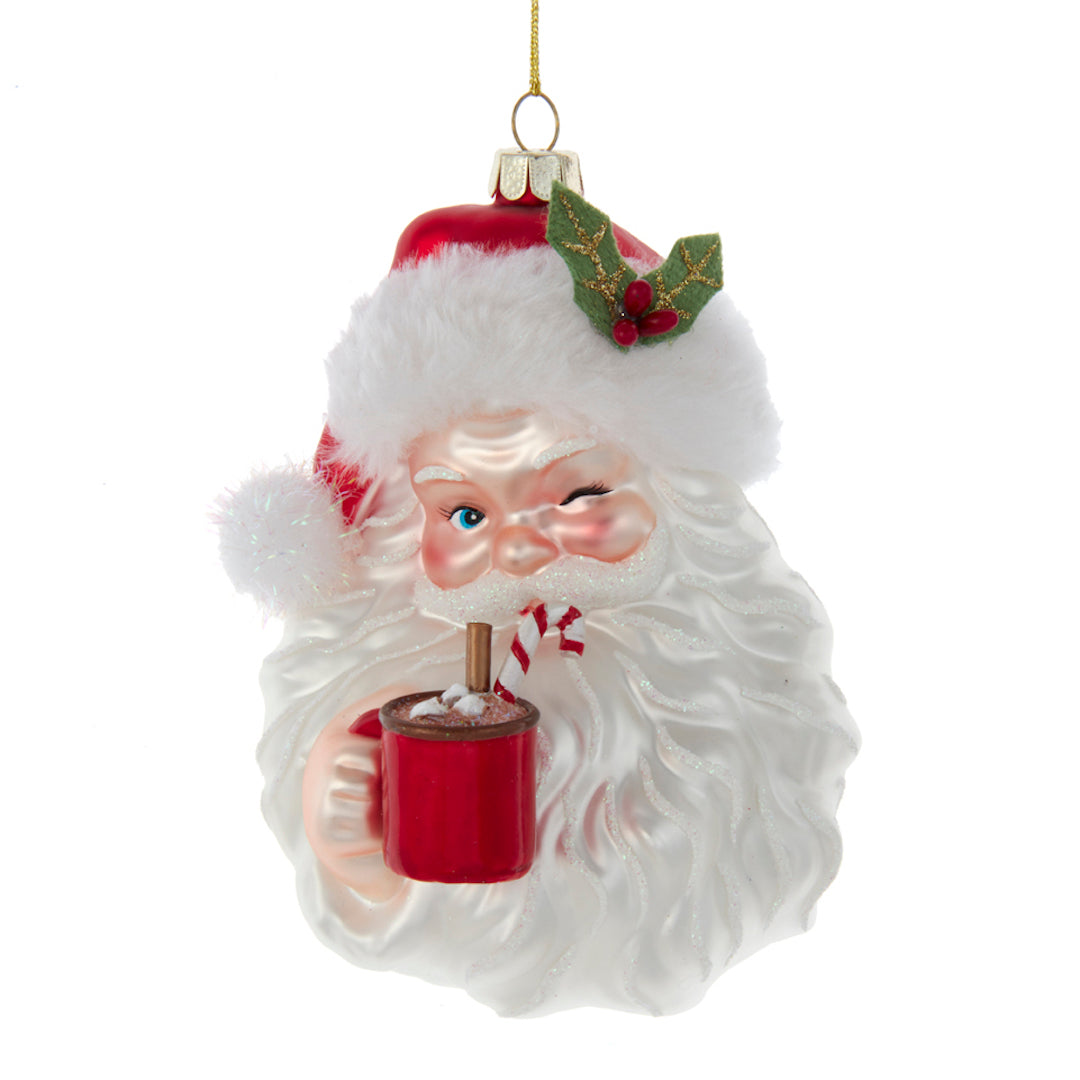 Santa with Cup of Cocoa Ornament