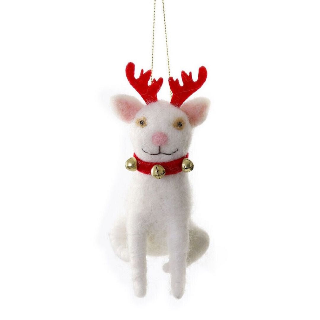 Cody Foster Antler Hat Felt Cat Ornament