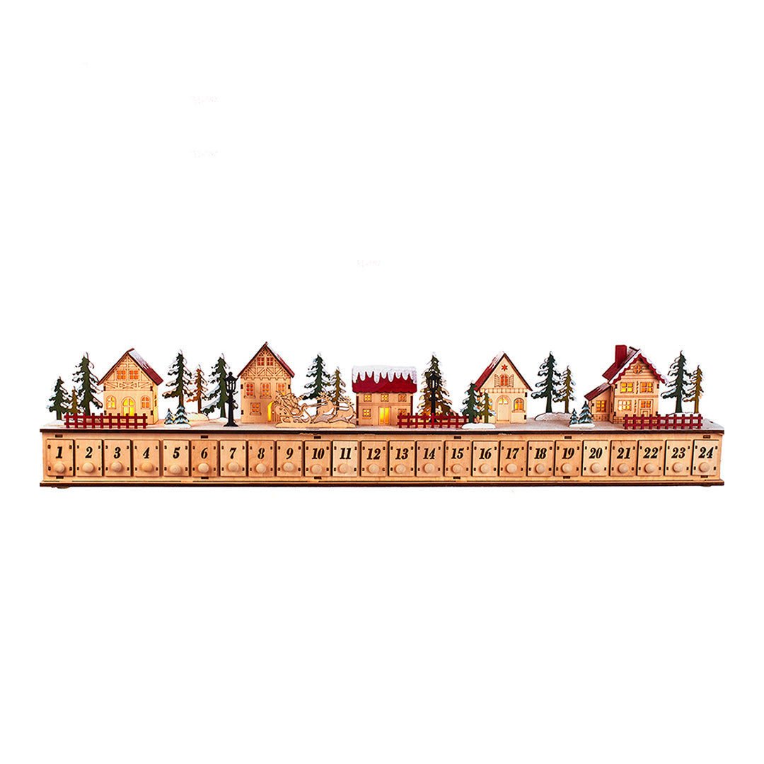 Lighted Wooden Village Advent Calendar