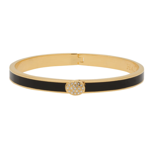 Halcyon Days Pavé Button Skinny Enamel Bangle, Black