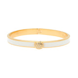 Halcyon Days Pavé Button Skinny Enamel Bangle, Cream