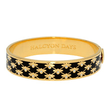 Halcyon Days Bee Sparkle Trellis Enamel Bangle, Black