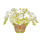 Orchid & Hydrangea in Florentine Pot