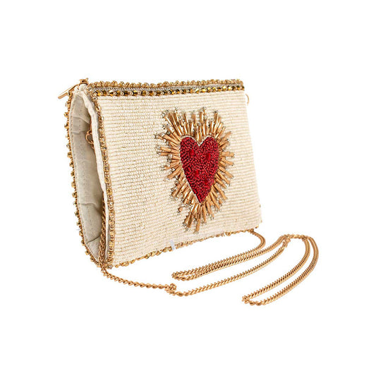 Beaded Heart Crossbody Bag