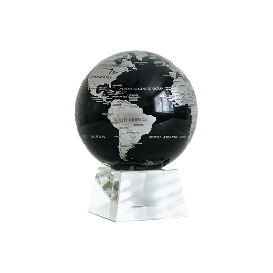 Earth Globe on Crystal Base, Black & Silver