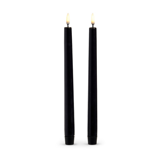 Flameless Black Taper Candles, Set of 2