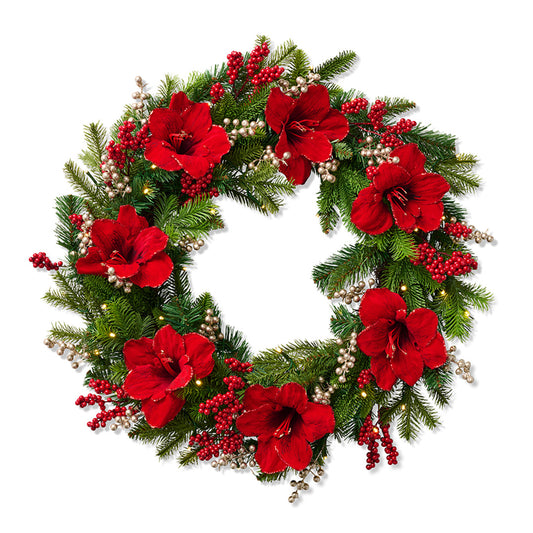 Gump's Pre-Lit Crimson Garden Wreath