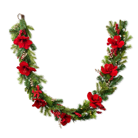 Gump's Pre-Lit Crimson Garden Garland