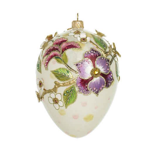 Purple Blossoms on Egg Ornament