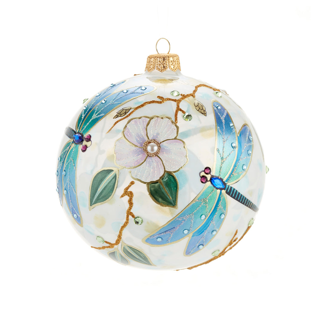 Dragonfly & Blossoms Ball Ornament