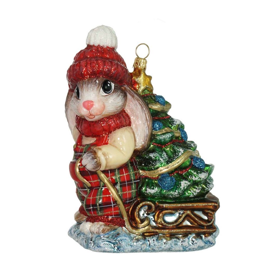 Holiday Bunny with Tree Ornament