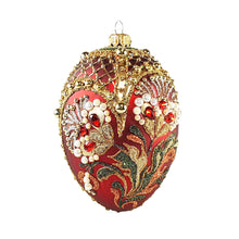 Red Floral Jeweled Egg Ornament