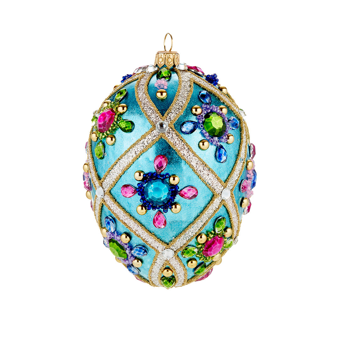 Blue & Purple Jeweled Egg Ornament