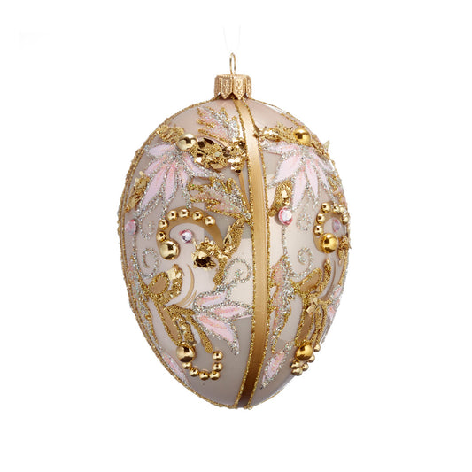 Pink & Gold Floral Egg Ornament