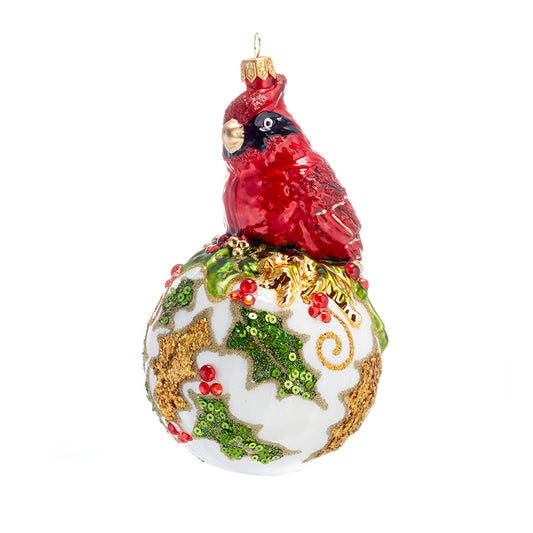 Cardinal on Ball Ornament