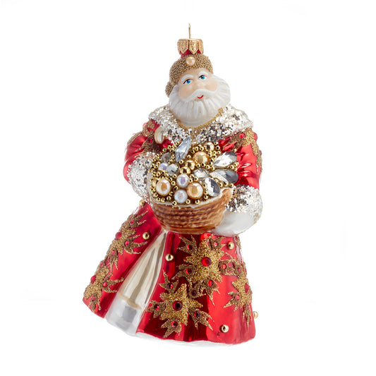 Santa in Gold-Beaded Robe Ornament