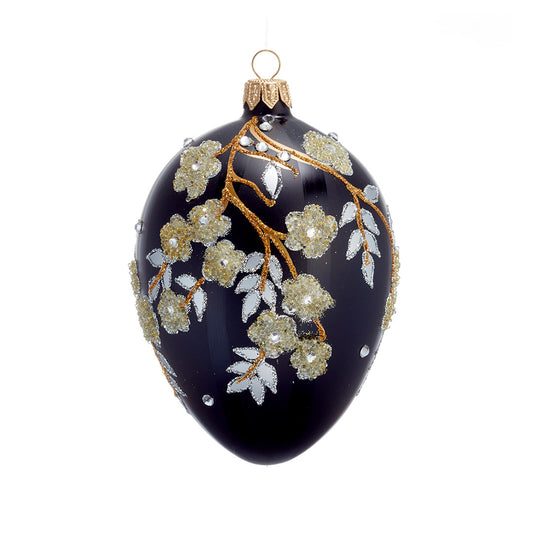 Silver & Gold Blossoms Egg Ornament