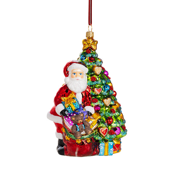 Santa with Xmas Tree Ornament