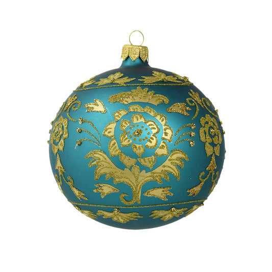 Teal Gold Ball Ornament