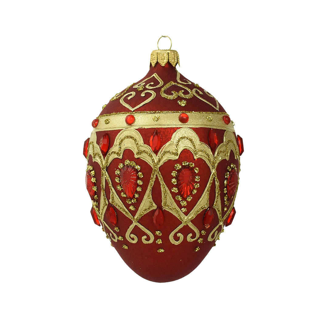 Red & Gold Jeweled Egg Ornament