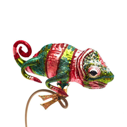 Candy-Striped Chameleon Clip-On Ornament