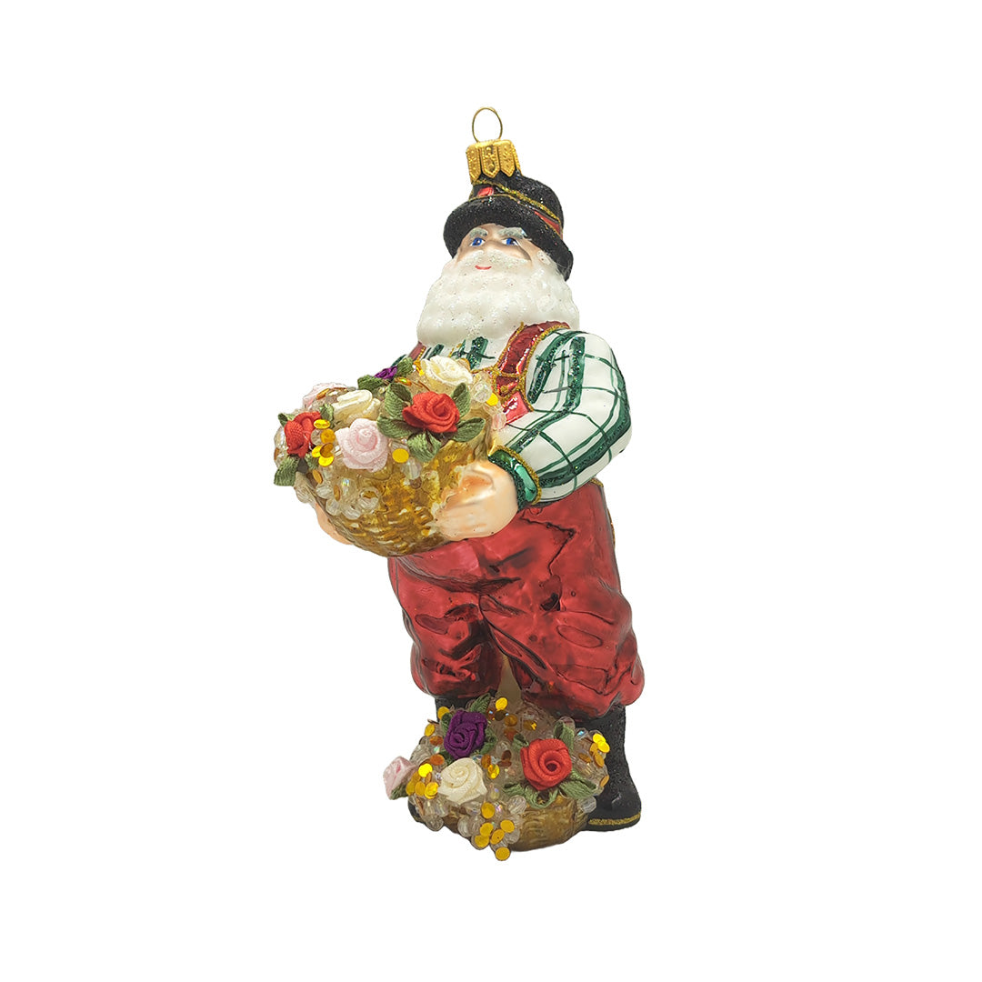 Gardening Santa with Flowers Ornament