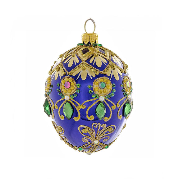 Blue & Green Jeweled Egg Ornament