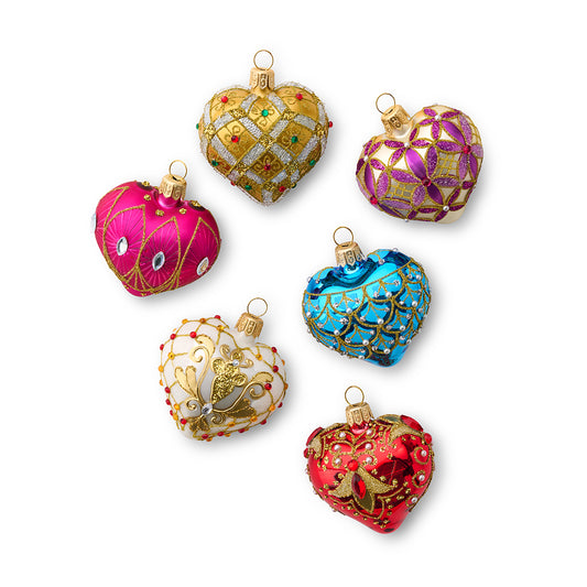 Mini Hearts Ornaments, Set of 6