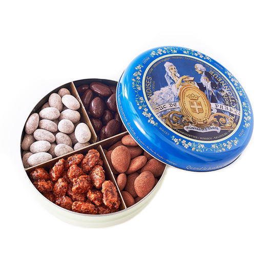 Mazet Blue Tin Assorted Chocolate-Covered Nuts, 440g