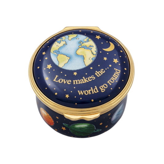 Halcyon Days Love Makes the World Go Round Enamel Box