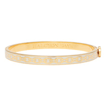 Halcyon Days Chain Enamel Hinged Bangle, Cream