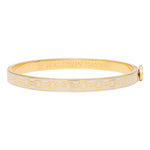 Halcyon Days Chain Enamel Hinged Bangle, Cream