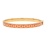 Halcyon Days Chain Enamel Hinged Bangle, Orange