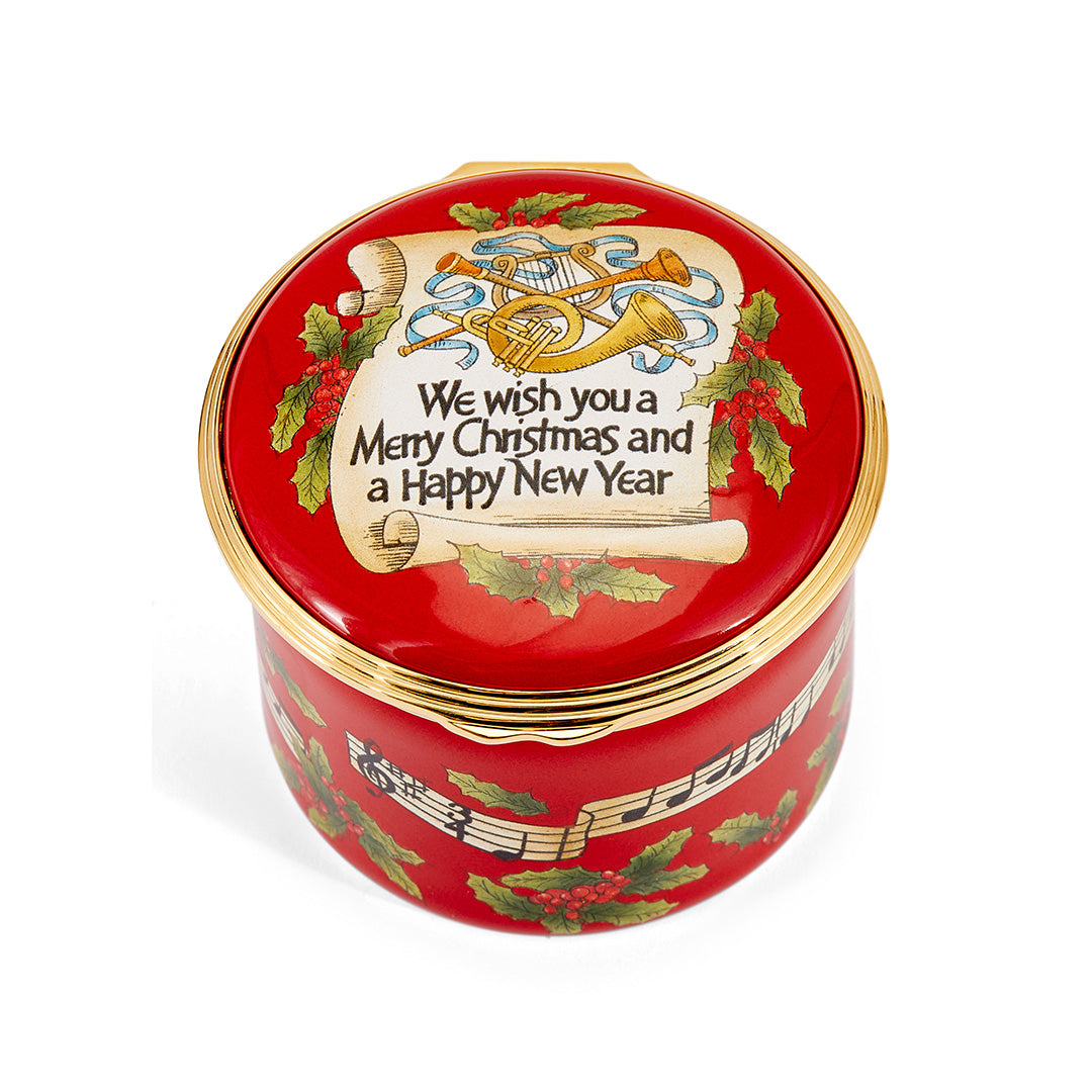 Halcyon Days We Wish You a Merry Christmas Musical Enamel Box