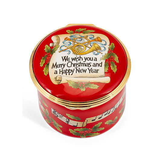 Halcyon Days We Wish You a Merry Christmas Musical Enamel Box