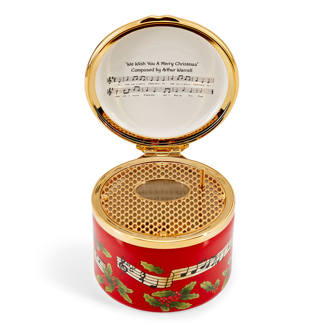 We Wish You a Merry Christmas Musical Enamel Box