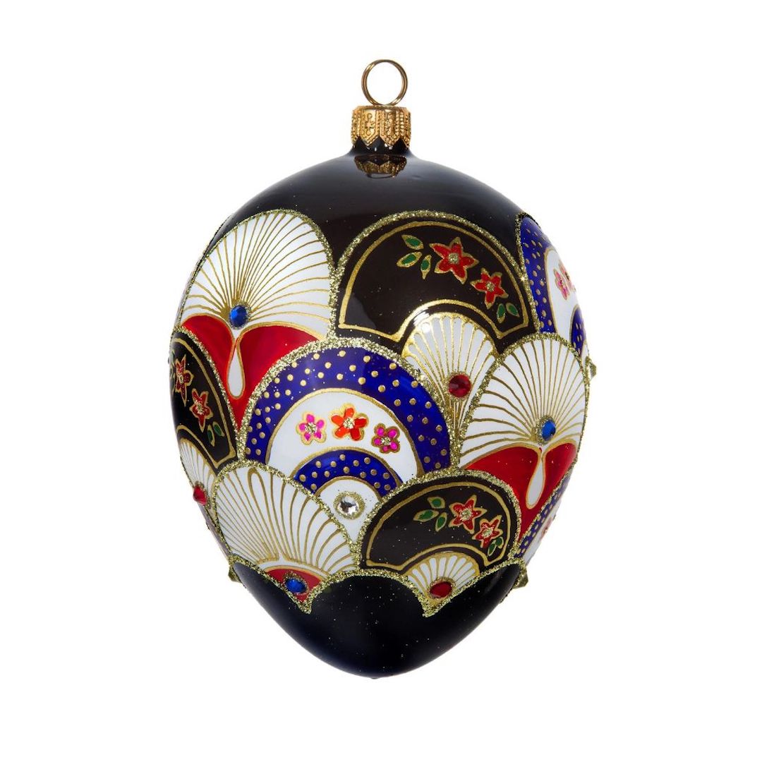 Japanese Fan Jeweled Egg Ornament