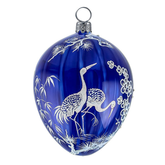 Chinoiserie Blue Jeweled Egg Ornament