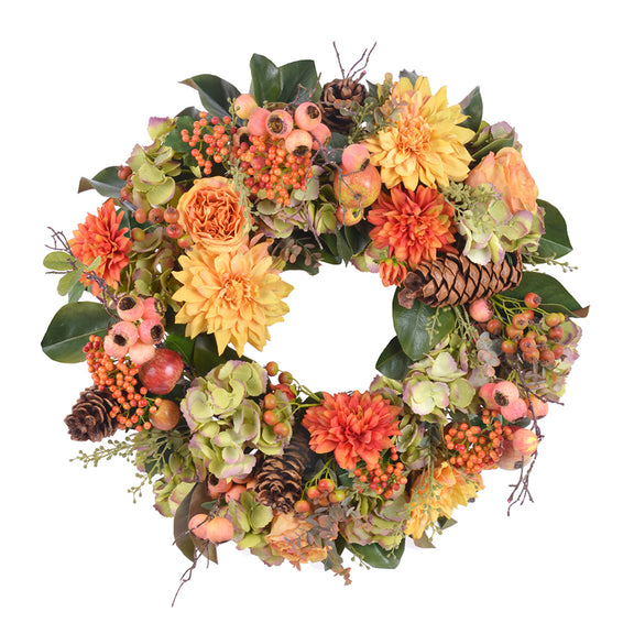 Stowe Dahlia & Hydrangea Wreath