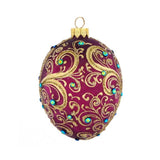 Gold Swirls Burgundy Egg Ornament