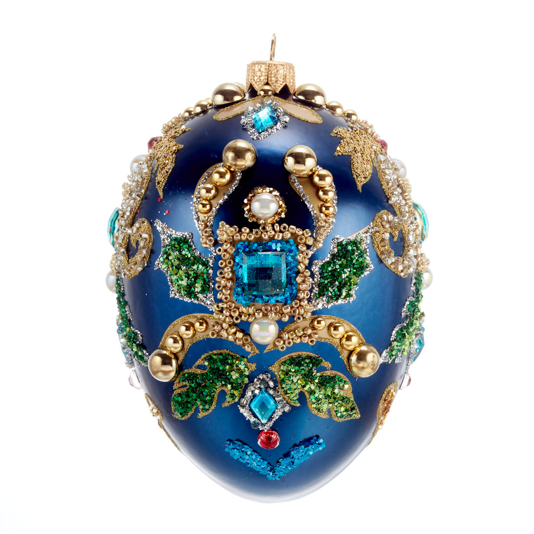 Jeweled Blue Egg Ornament