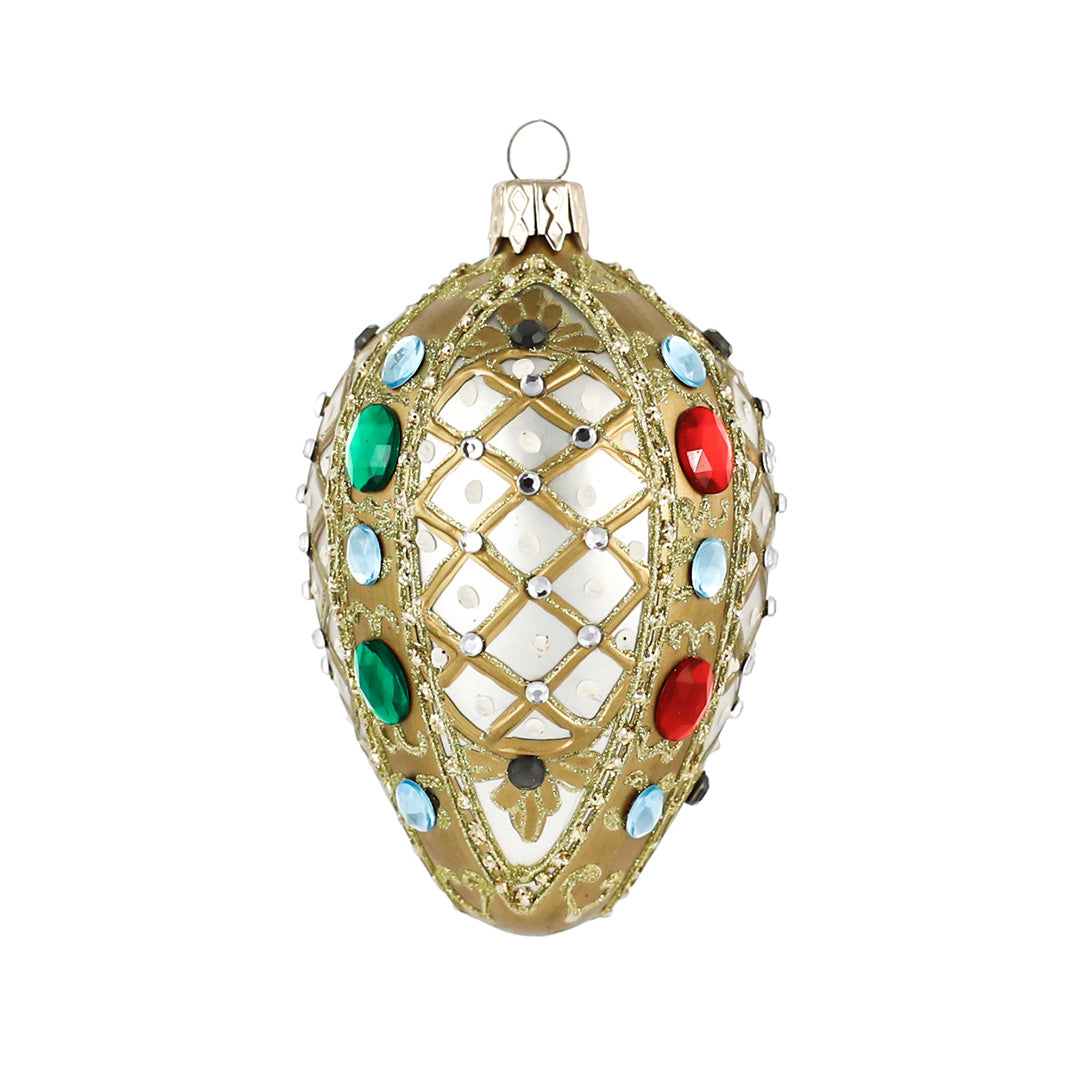 Jeweled Silver Egg Ornament