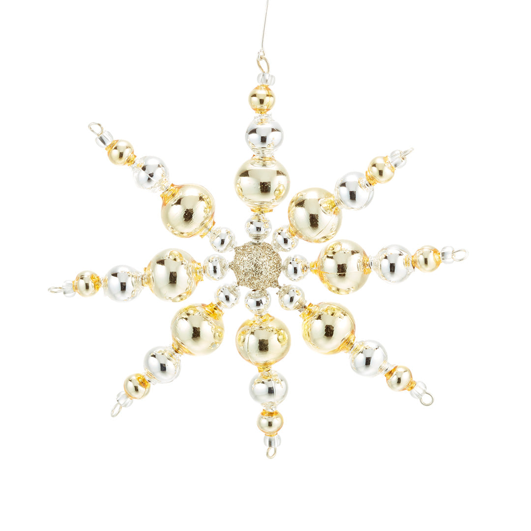 Beaded Champagne Snowflake Ornament