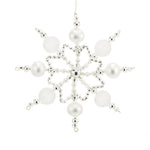Beaded Silver & White Snowflake Ornament