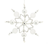 Beaded Silver & White Snowflake Ornament