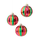 Carnival Stripe Bauble Ornaments, Set of 3